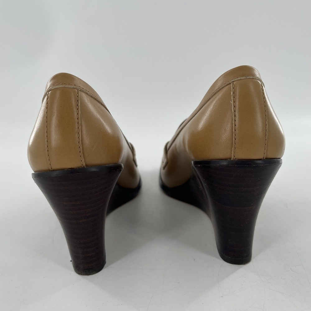 Vintage 90s Nine West Wedge Womens Square Toe Pinched Loafers Nude Granny 9.5 M - Picture 7 of 16